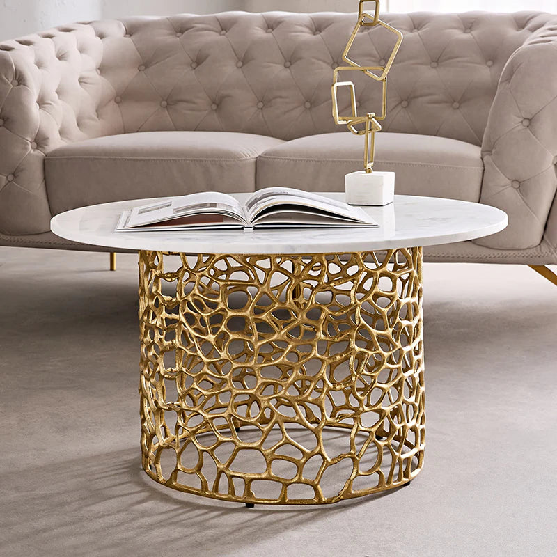 Intrica Aluminium Side Table - Gold