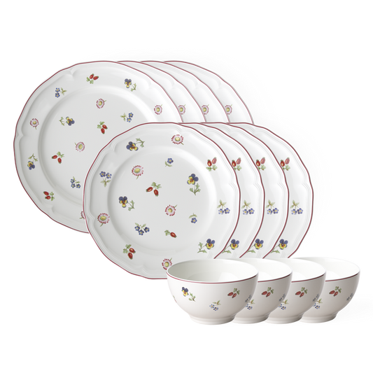 Petite Fleur Dinnerware set White, Premium Porcelain