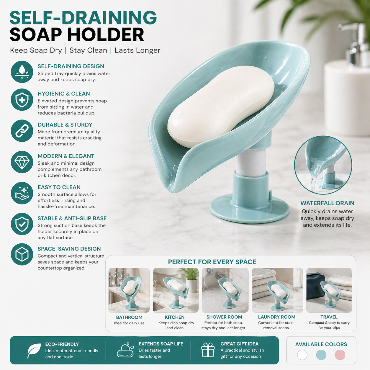 Quick Drain Soap Dish with Suction Base (Sample)