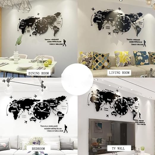 Macadve™ World Map Wall Clock