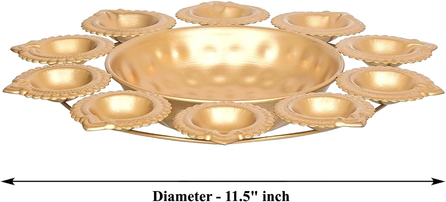 Macadve™ Brass Finish Diya Urli