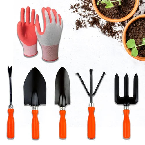 Garden Tools Kit (Set of 5) with Gloves – Durable Hand Tools for Home Gardening