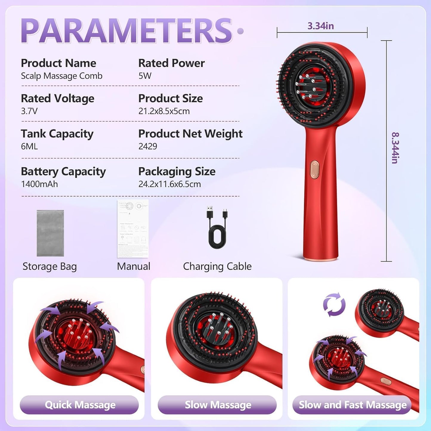 3-1 Red Light Therapy Scalp Massager