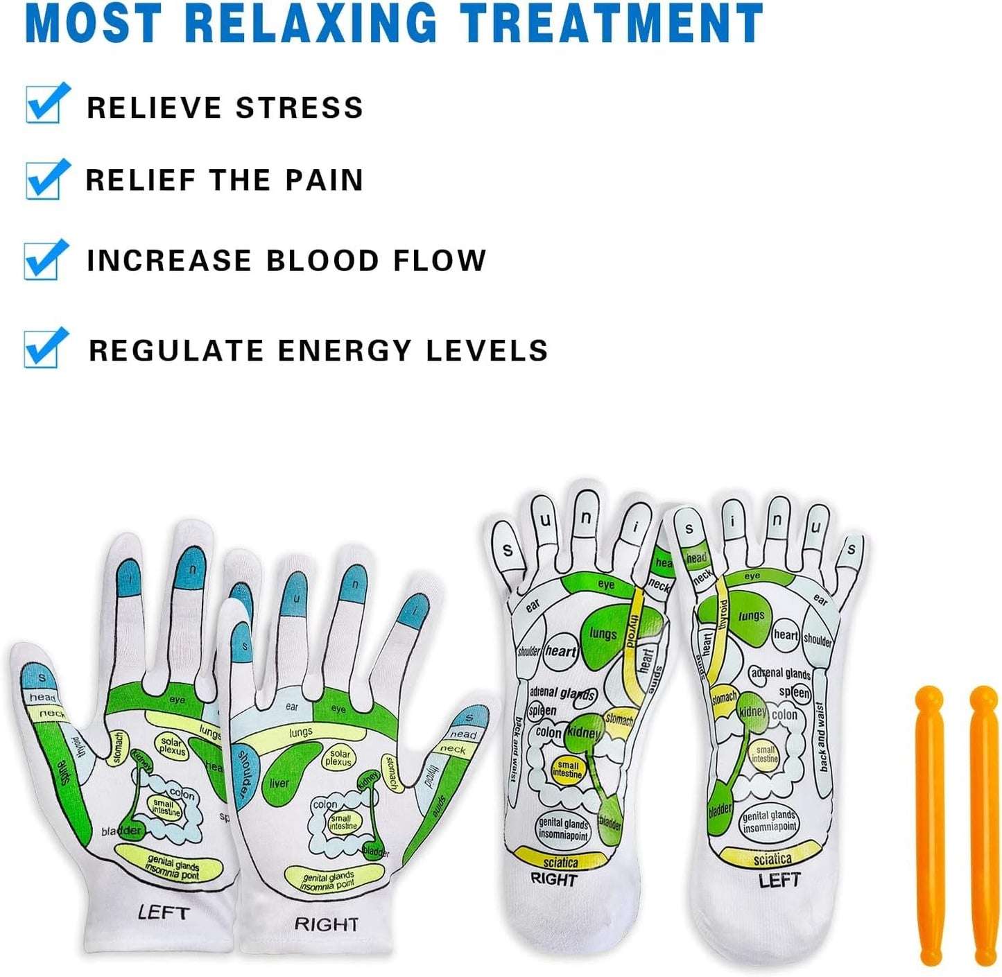 Macadve™ Acupressure Reflexology Socks and Gloves Tool Set