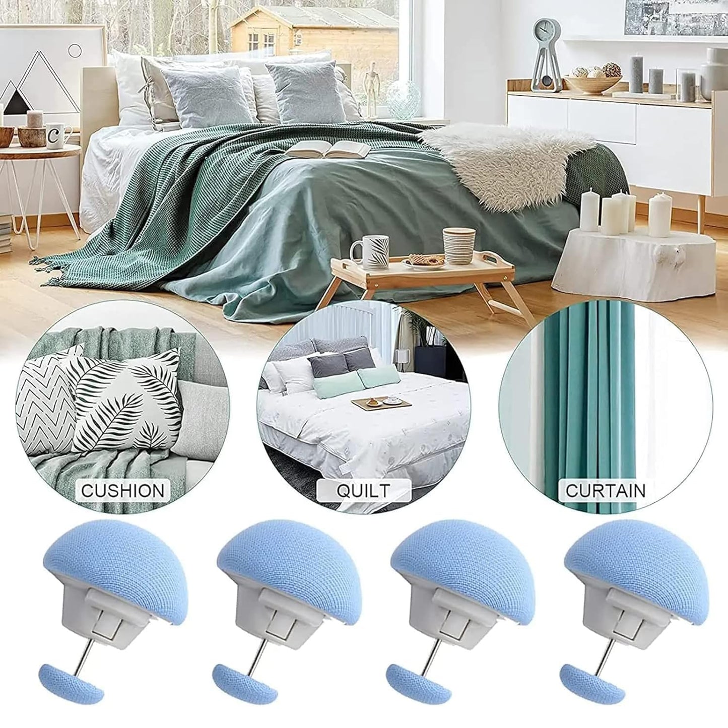 8 Pcs Anti-Slip Blanket Clips - Durable Quilt & Bedsheet Holder Button Fixers
