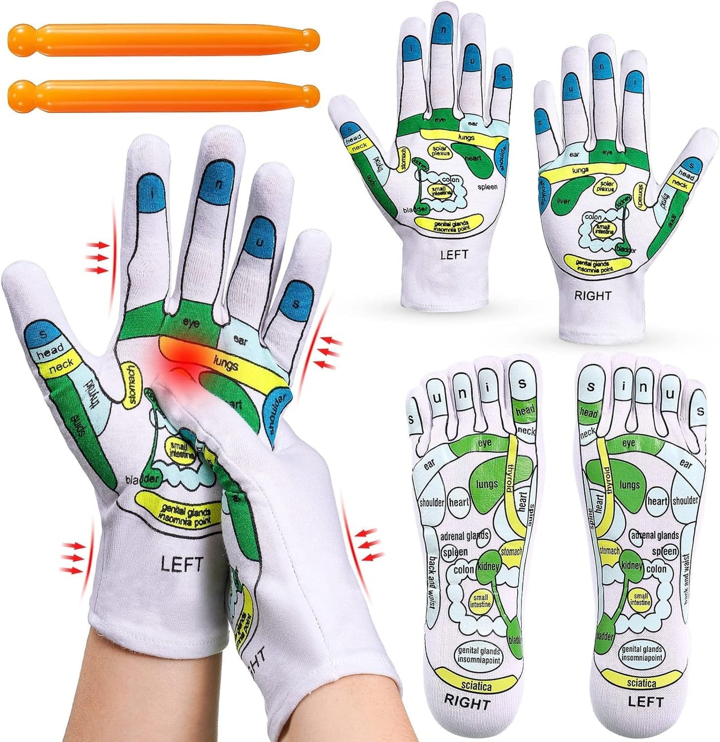 Macadve™ Acupressure Reflexology Socks and Gloves Tool Set