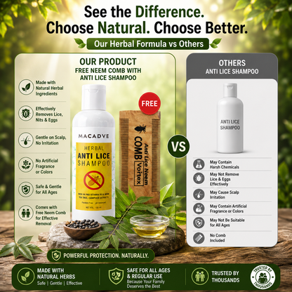 Herbal Anti Lice & Nits Shampoo with Free Neem Comb